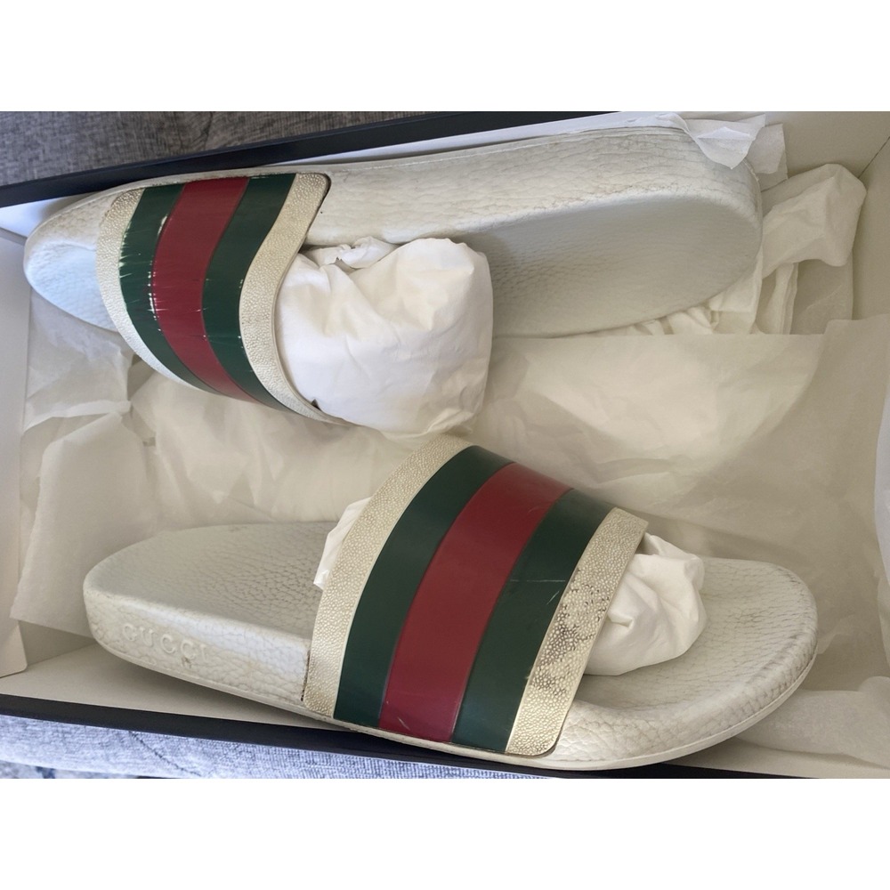 Gucci Men's Rubber Slide Sandal - White Rubber, US 11 Original Box - Picture 11 of 12